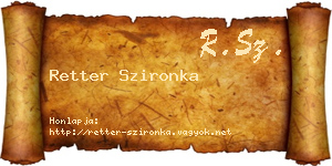 Retter Szironka névjegykártya